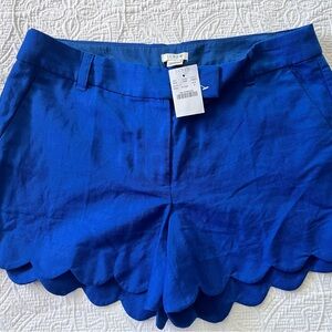 J. Crew Women's Royal Blue Scalloped Shorts size 8 NWT